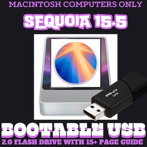 Mac OS Sequoia Bootable USB Flash Drive With Guide and Tech Support