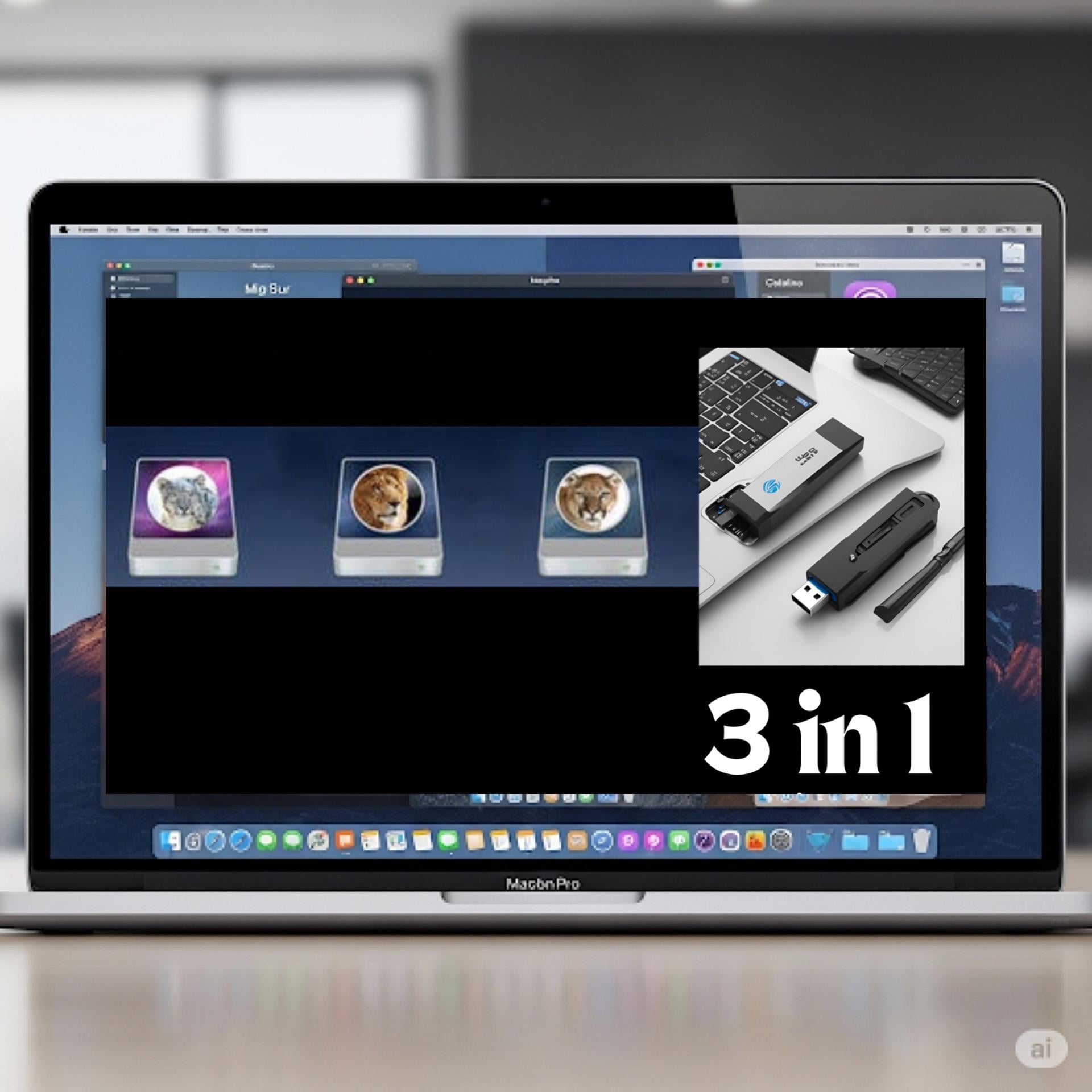 3 in 1 Mac OS Bootable USB Flash Drive Snow Leopard, Lion, Mountain Lion