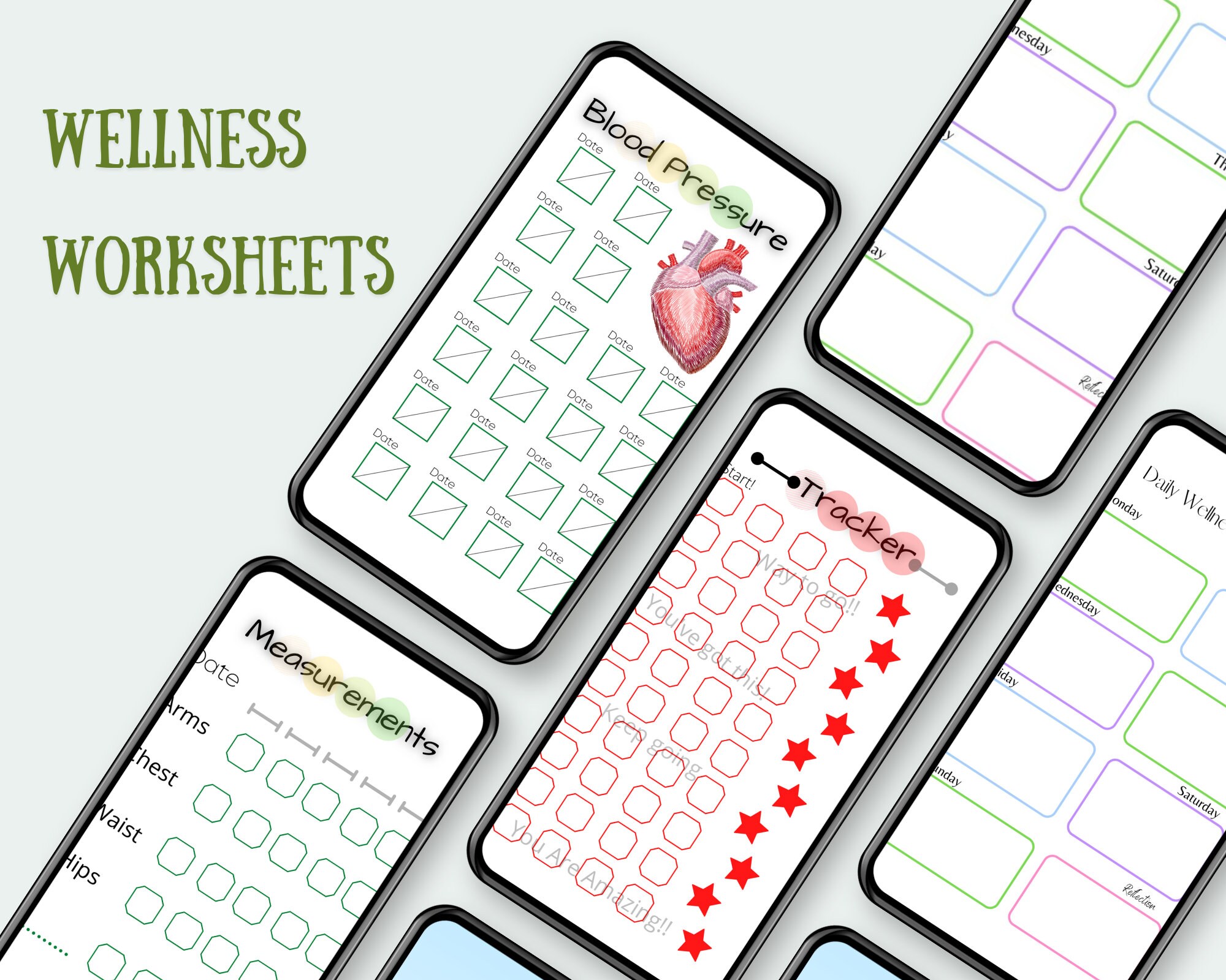 Printable Wellness Worksheets Blood Pressure Measurement | Etsy