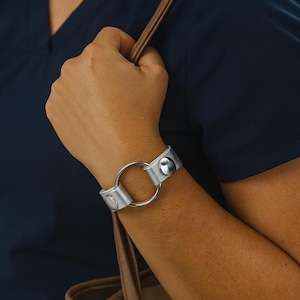 Securely Hold a Ring | Vegan Leather Memorial Widows Bracelet | Choose Utility Snap Color | Wear a Wedding Band | Custom-Fit | 1-Woman Shop