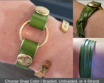 Ring Keeper Bracelet | Sage Green Leather | Widow Ring Holder Memorial Bracelet | Custom-fit | Many Colors Available | Grief Jewelry