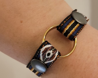 Wear the Ring | Beautiful & Strong Cloth Webbing | Wedding Band or Ring Holder | Design: Daybreak | Choose Your Snap Color | Wear His Memory