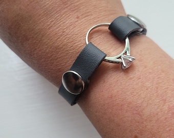 Gray Widows Bracelet | Petite Soft Vegan Faux Leather Memorial Bracelet Gift | Braided/Unbraided | Custom-Fit | Wear a Wedding Ring Band