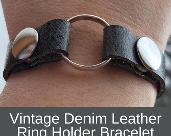 Widow Bracelet | Vintage Denim Buffalo Leather | Choose Snap Color | Braided or Unbraided. Wear a family heirloom that you couldn&#39;t before.
