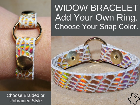Fun Ring Holder Holographic Snakeskin Print Leather Bracelet
