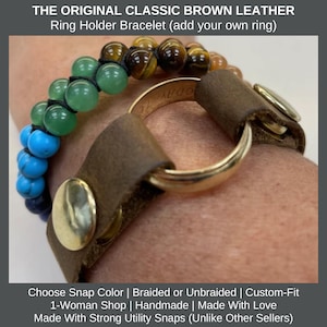 Leather Ring Holder Bracelet: Braided Keepsake Jewelry for Widows or Loved One's Ring