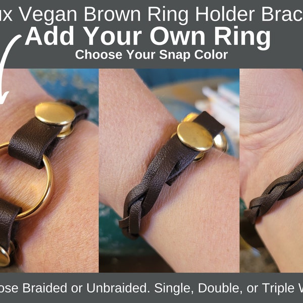 Ring Holder Bracelet! Vegan Skinny Petite Soft Brown Memorial Bracelet | Widow Grief Jewelry | nurse, weight gain, pregnancy, injury