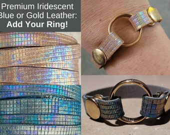 Add Your Ring: Premium Blue or Gold Square Iridescent Ring Holder Memorial Bracelet. Widows, weight gain, musicians, nurses, pregnant lady