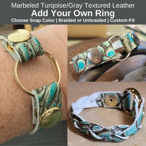 Wedding Band Bracelet | Ring Holder | Marbled Textured Leather Handmade Bracelet | widows, nurses, gardeners, swollen hands due to injury