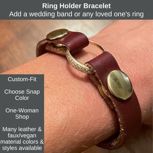 Beautiful Latigo Leather High Quality Ring Holder Bracelet | Custom-Fit to Your Wrist | widows, nurses, weight gain, athletes, pregnancy