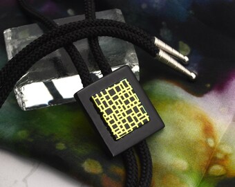 Dichroic Glass Bolo Tie: Color Shifting Vegan Leather Cord