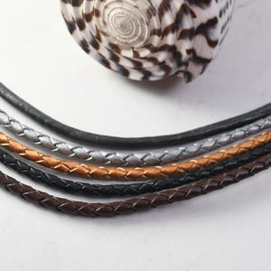 Braided Leather Bolo Tie Cord: 4MM, Silver Tips, Handmade