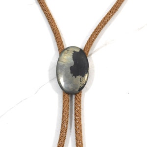 Bolo Tie, Apache Gold, Fools Gold, Healers Gold, Unique and Distinctive Leather Cord, Special Occasion Bolo, Great Gift for Him or Her