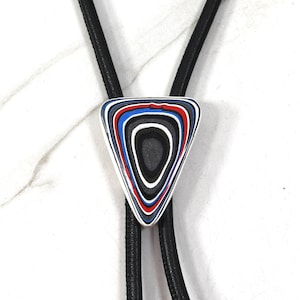 Bolo Tie, Fordite, Sterling Silver, Special Occasion Bolo, Handmade Bolo, Genuine Leather Cord Choices, Great Gift for Him or Her, In Stock