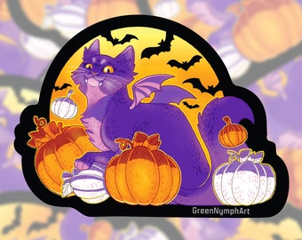 Pumpkin Jack-o'-lantern Halloween Black Cat Sticker