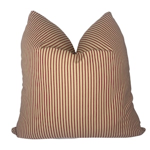 Pinstripe Red Pillow Cover