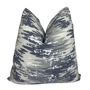 Gray Ocean Design Performance Fabric Pillow Cover