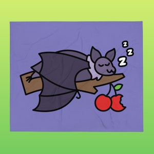 Cute & Sleepy Fruit Bat Blanket | A Simple, Adorable Design for Animal Lovers