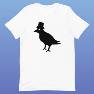 T-shirt met hoge hoed kraaisilhouet | Een eenvoudig, minimalistisch ontwerp voor vogelliefhebbers