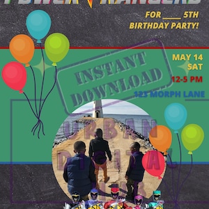 Power Rangers Party Invitation - Editable Digital Download