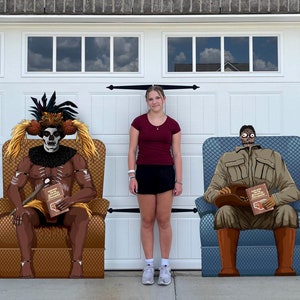 Afterworld waiting room scene. Large 58&quot; tall Witch doctor and shrunken head Yard Decorations for Halloween or Birthday!