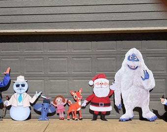 HUGE! Rudolph and Gang Yard Art Display, Large
