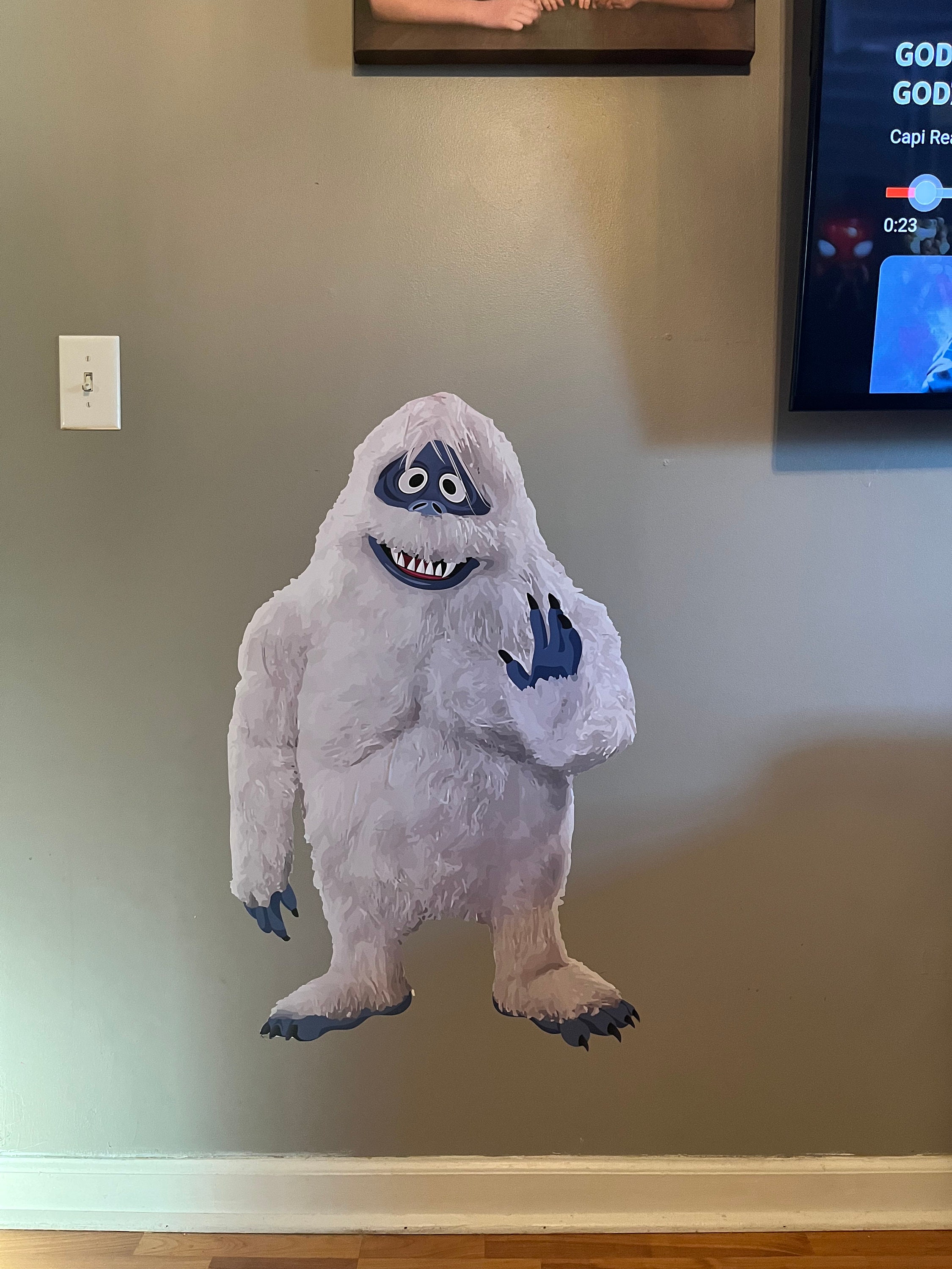 Yeti Wall Cling Almost 3ft Tall. Christmas Movie Decorations