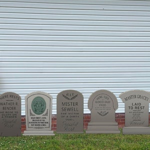 6 favorite Haunted Mansion Tombstones 31" tall graves