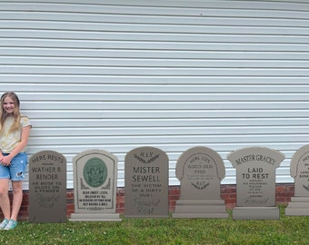 6 favorite Haunted Mansion Tombstones 31" tall graves