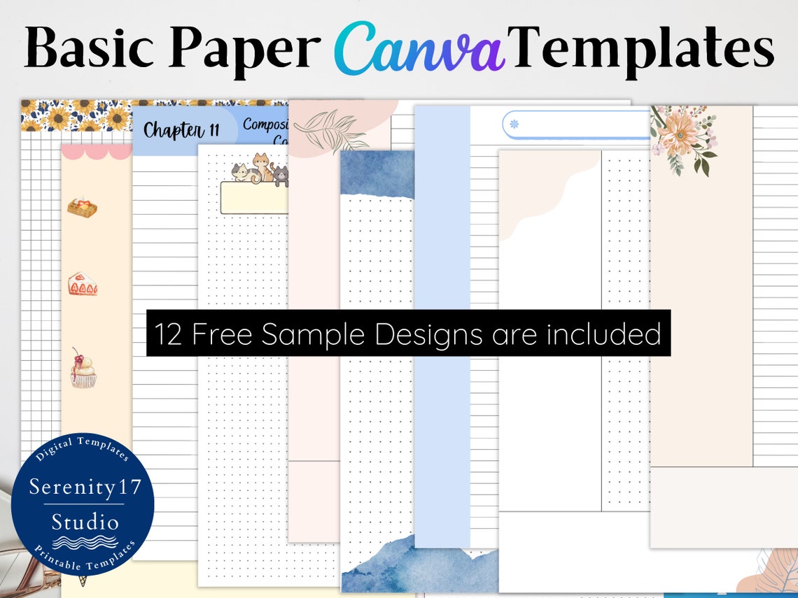 7 Basic Paper Canva Templates Design Your Own Loose Leaf Etsy