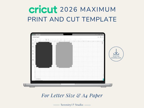 Cricut 2026 Maximum Print and Cut Size Template | Save Paper Materials Efficiently | Perfect for Cricut Cutting Machine Projects