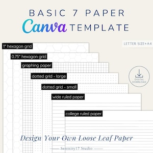 7 podstawowych szablonów papieru Canva w formacie Letter + A4 | Zaprojektuj własny luźny papier do notatnika + bezpłatna wersja Cornell Note i przykładowe projekty