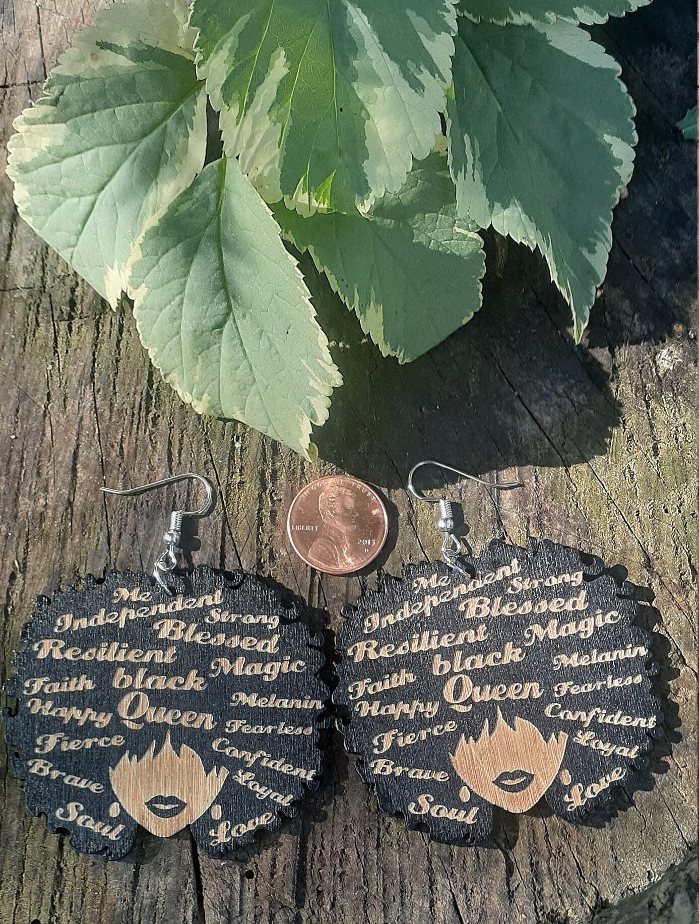 Fearless woman, Lightweight earrings, Powerful woman, carved wood, Diva earrings, Queen earrings, Gift for her. Gift Idea!