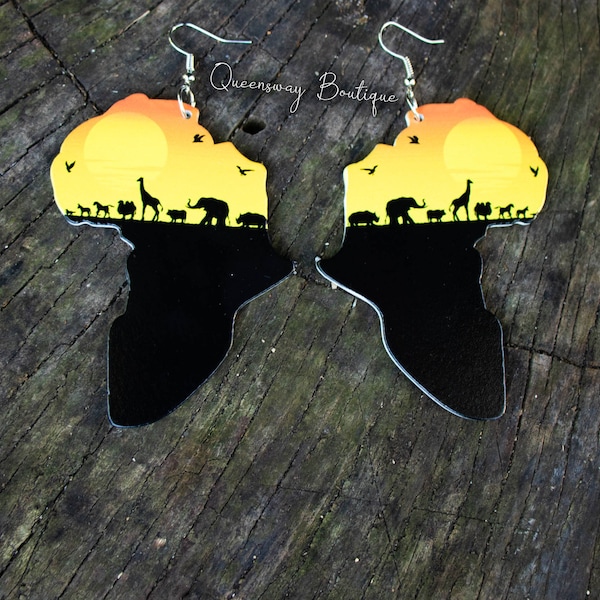 Africa Map Earrings, lightweight earrings, for a Queen! Awesome gift, Stocking Stuffer, Kwanzza Gift!