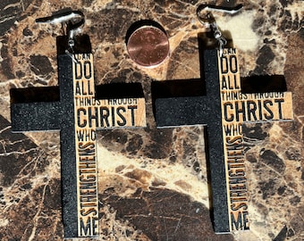 His word, all natural wood, spiritual earrings, light weight, Gift idea! Easter, Mother&#39;s Day!