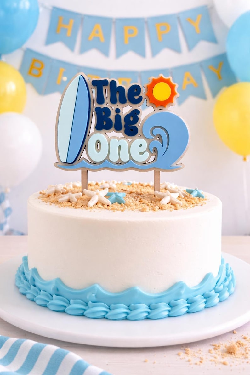 The Big ONE Surf Theme Cake Topper | First Birthday Party Decor | Smash ...