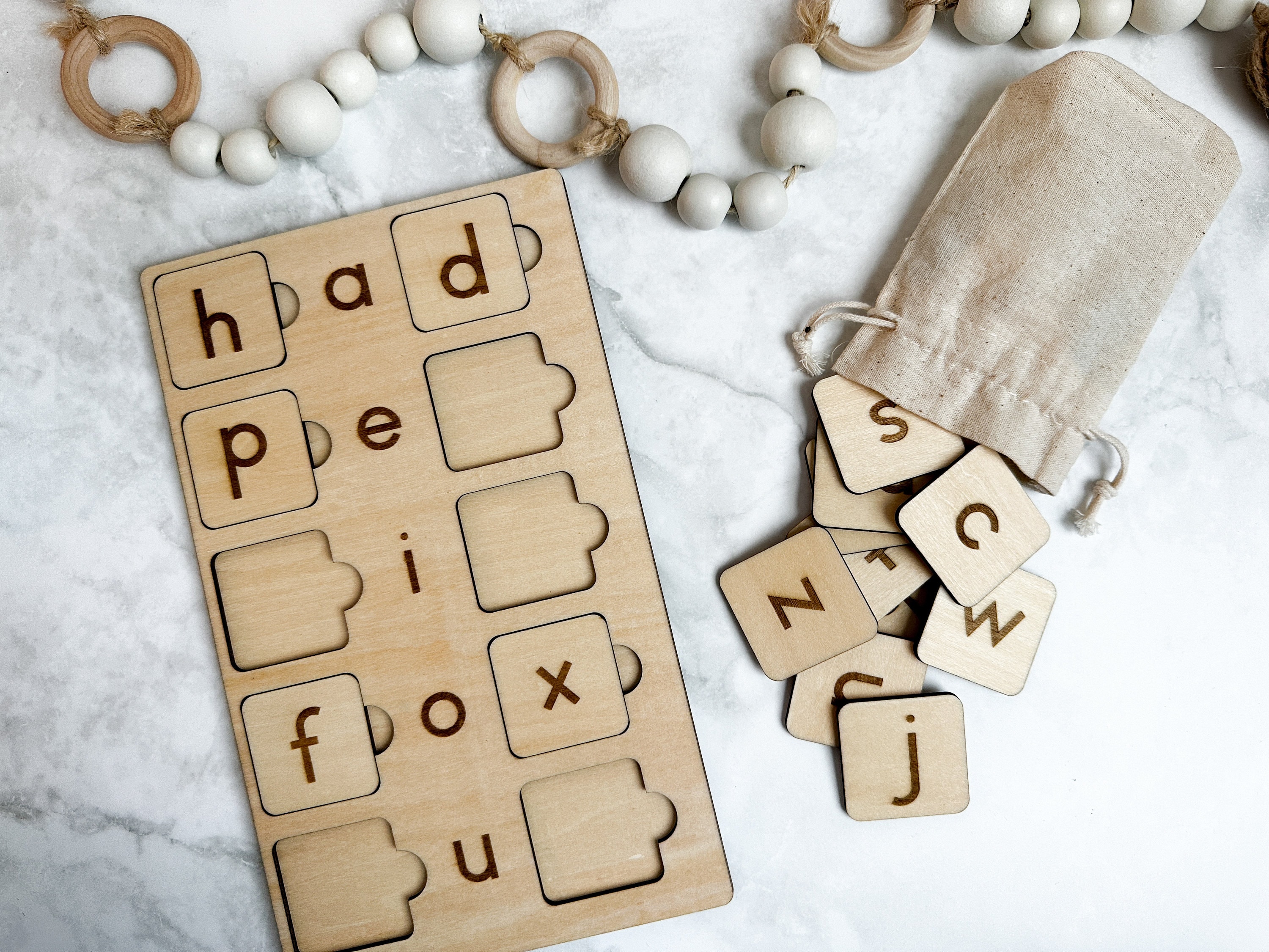 Cvc Letter Tile Pattern Wooden CVC Spelling Board | Montessori Phonics With Letter Tiles - Etsy