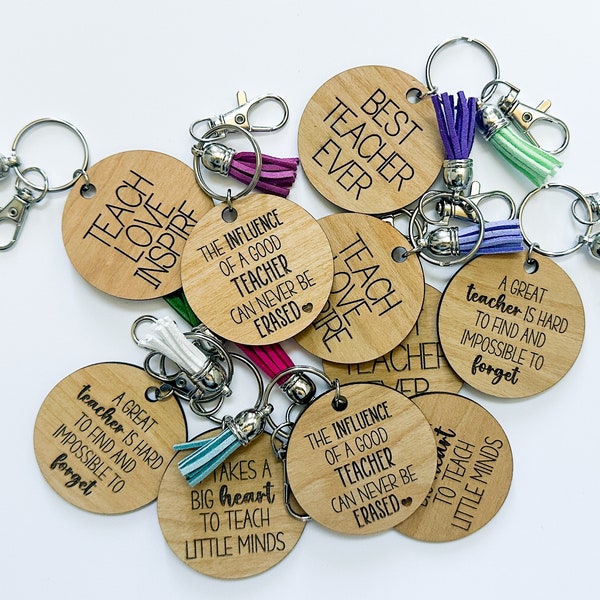 Teacher Keychains | Teacher Appreciation Gift | Engraved Wooden Keychain | School Staff | Administration | Unique
