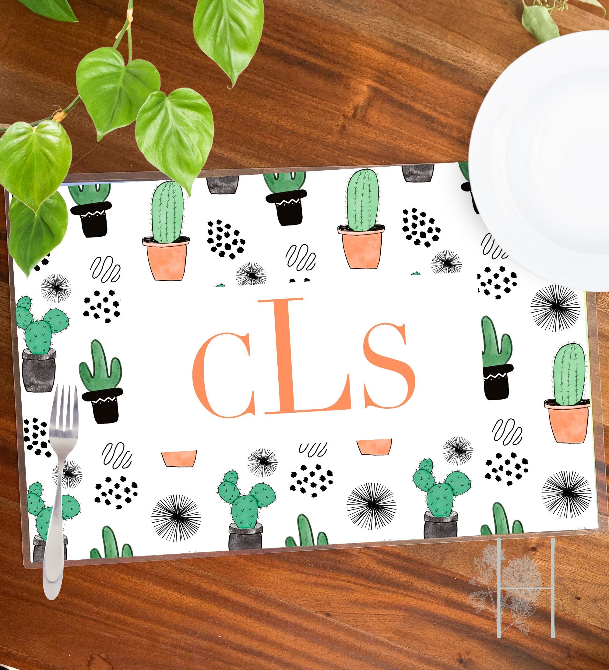 Cactus pattern kid friendly laminated placemat laminated Etsy