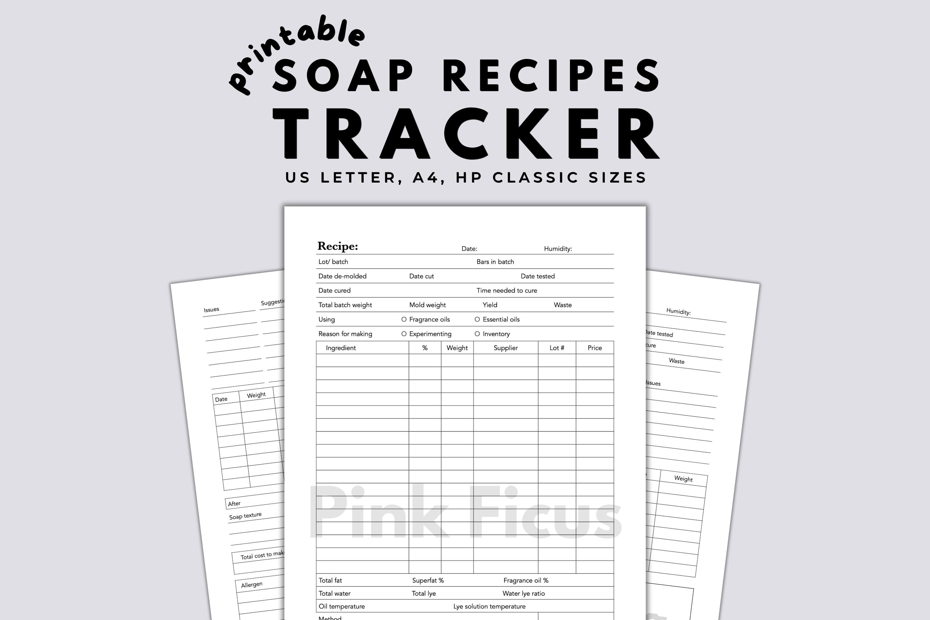 Printable Soap Recipe Tracker for Hobbyists and Soapmaking ...