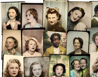 Vintage Ladies Old Portrait Photos, Antique Women Photographs Colorized Pictures, 20 Piece High-Quality Laser Reproductions, Junk Journal