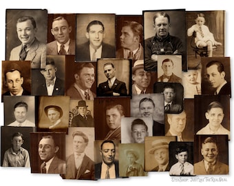 30 Piece Vintage Photos of Men, Vintage Portrait Photos, Old Photos, Photo Booth Photos High-Quality Laser Reproductions