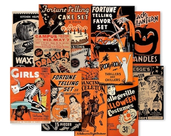 Vintage Halloween Images 12 Piece Assortment Size of Cuts Vary From 2" - 3" High-quality Laser Reproductions