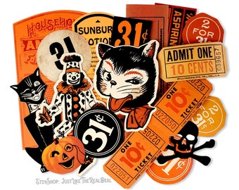 Vintage Halloween Ephemera 20 Piece Assortment High Quality Reproductions