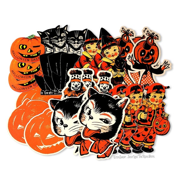 Vintage Halloween Die Cut High-Quality Reproductions Size of Cuts Vary From 1.5" - 3.25" tall.