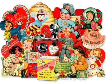 Vintage Valentines Day Paper Die Cuts, Printed Vintage Valentines Paper Decorations High-Quality Laser Reproductions Scrapbooking Crafts N•3