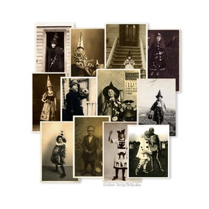 Vintage 12 Piece Halloween Costumes Photo Snapshots High-Quality Laser Reproductions, Vintage Halloween Old Photos