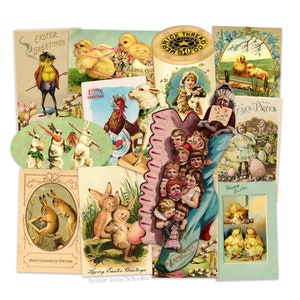 Viktorianische Ostern Ephemera Papierausschnitte Sortiment, gedruckte Ostern Ephemera Dekorationen Scrapbooking Aufkleber Reproduktionen Papierschnitte