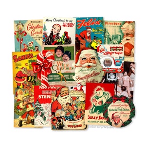 Vintage 1950's Christmas Paper Cuts, Printed Vintage Christmas Paper Cuts Decorations, Christmas Stickers High-Quality Laser Reproductions