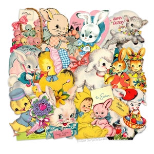 Vintage Ostern Papierausschnitte Sortiment, gedruckt Ostern Ephemera Tags Dekorationen Scrapbooking Aufkleber Reproduktionen Papierschnitte